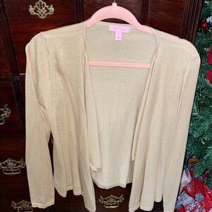 Gold shimmer Lilly Pulitzer Gold Open-Front Cardigan